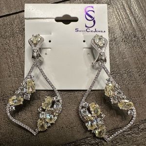 Auth.SAVVY & CIE Sterling Silver CZ Open Teardrop Earrings New